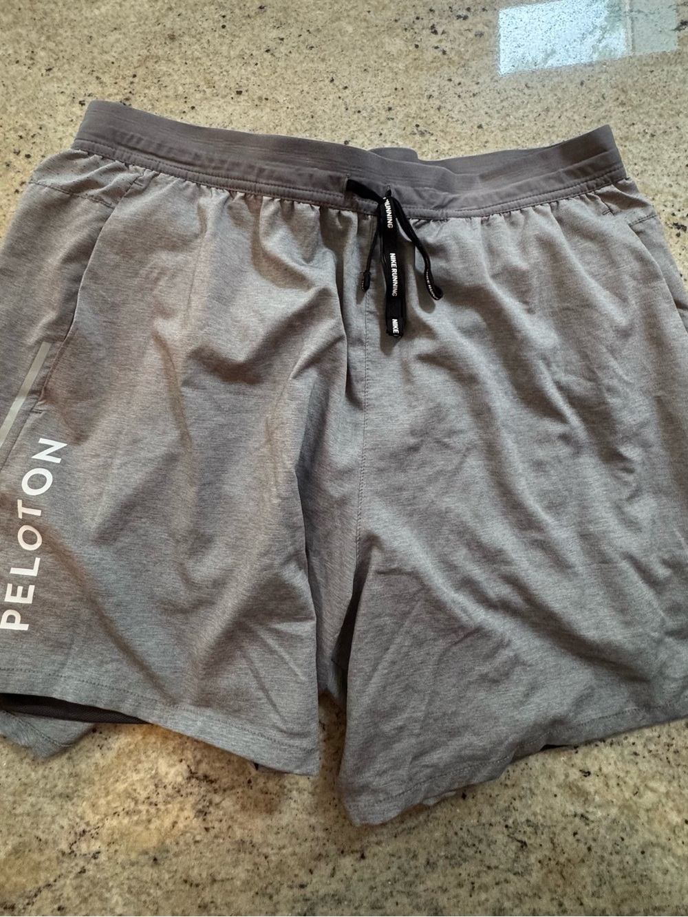 Nike Peloton Men's Gray Athletic Shorts with Black Drawstring